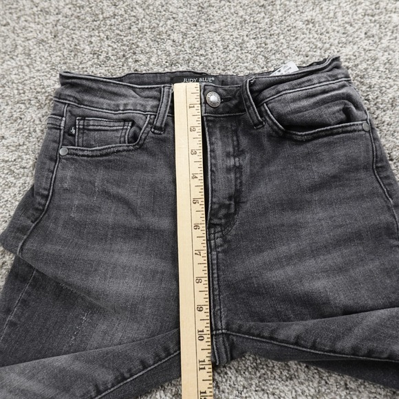 Judy Blue Jeans Womens 3 Black Denim Pants Trouser Mid Rise Skinny Capri Stretch - Picture 4 of 12